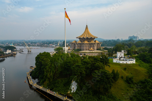 scenery of the riverbank of Sarawak river in Kuching, Sarawak, east Malaysia photo