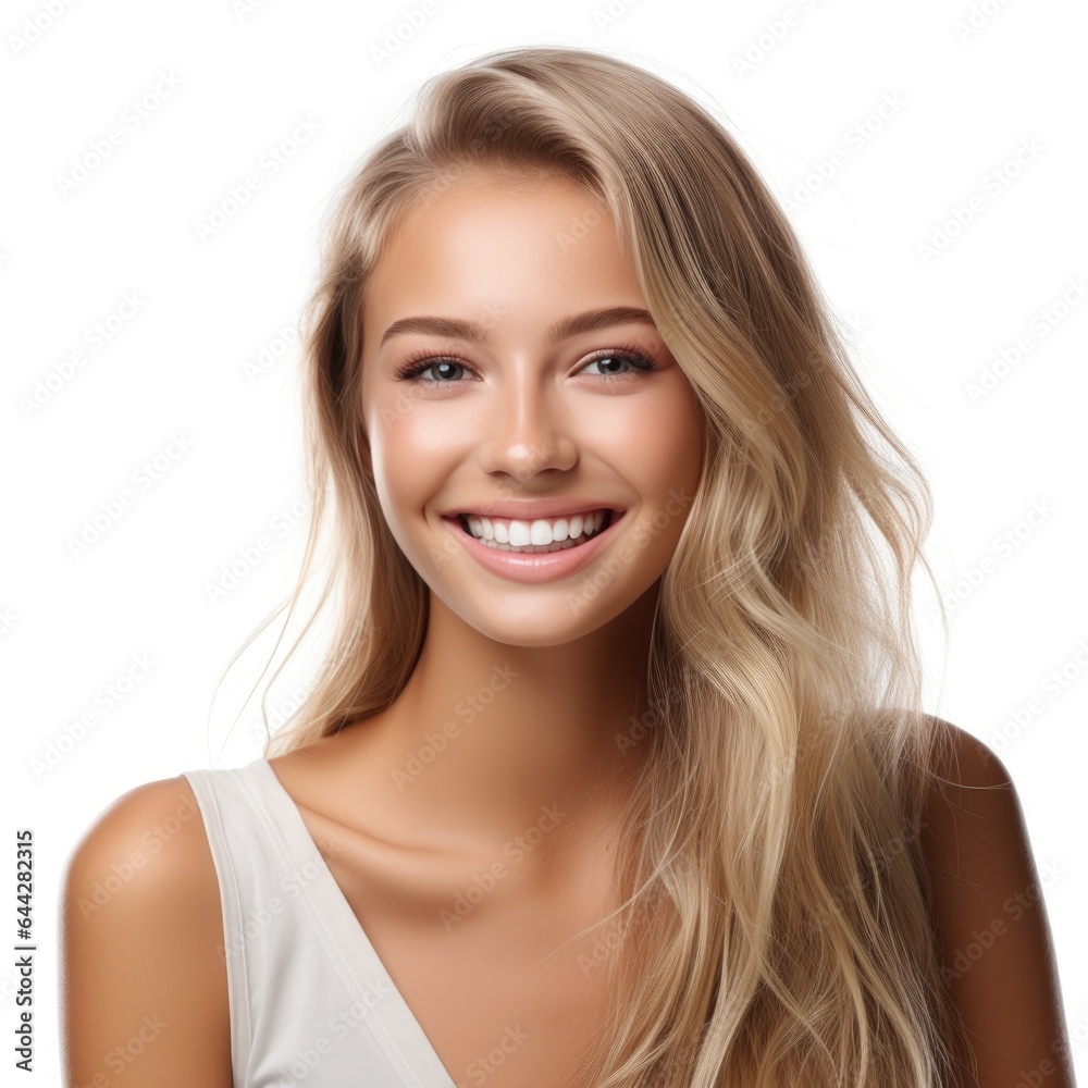 portrait of a beautiful young blonde model woman laughing and smiling with clean teeth portrait of a beautiful young blonde model woman laughing and smiling with clean teeth