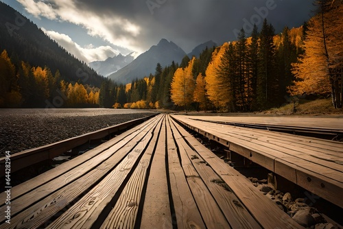 wooden bridge in the mountains © Image Studio
