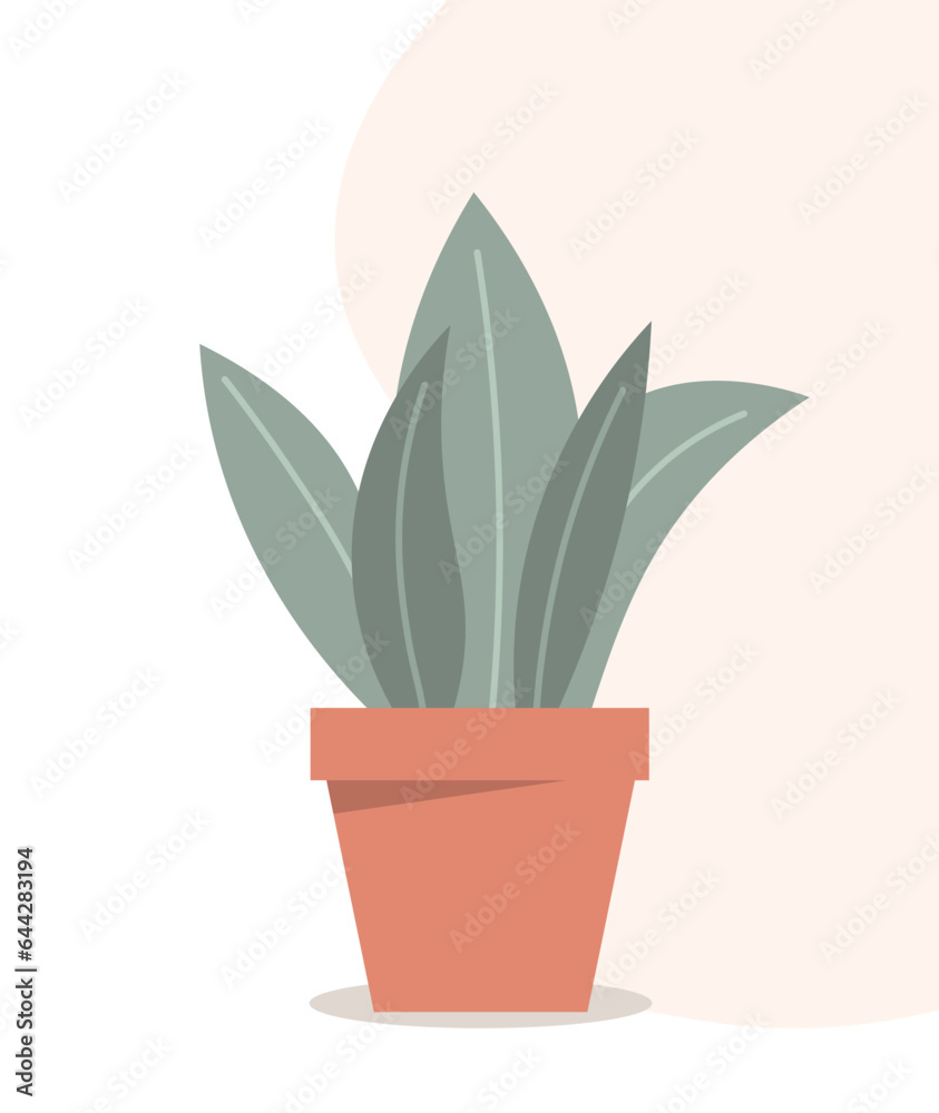 Plant in flowerpot concept. Branches with leaves in brown pot. Aesthetics and elegance. Sticker for social networks and messengers. Cartoon flat vector illustration isolated on white background Plant in flowerpot concept. Branches with leaves in brown pot. Aesthetics and elegance. Sticker for social networks and messengers. Cartoon flat vector illustration isolated on white background
