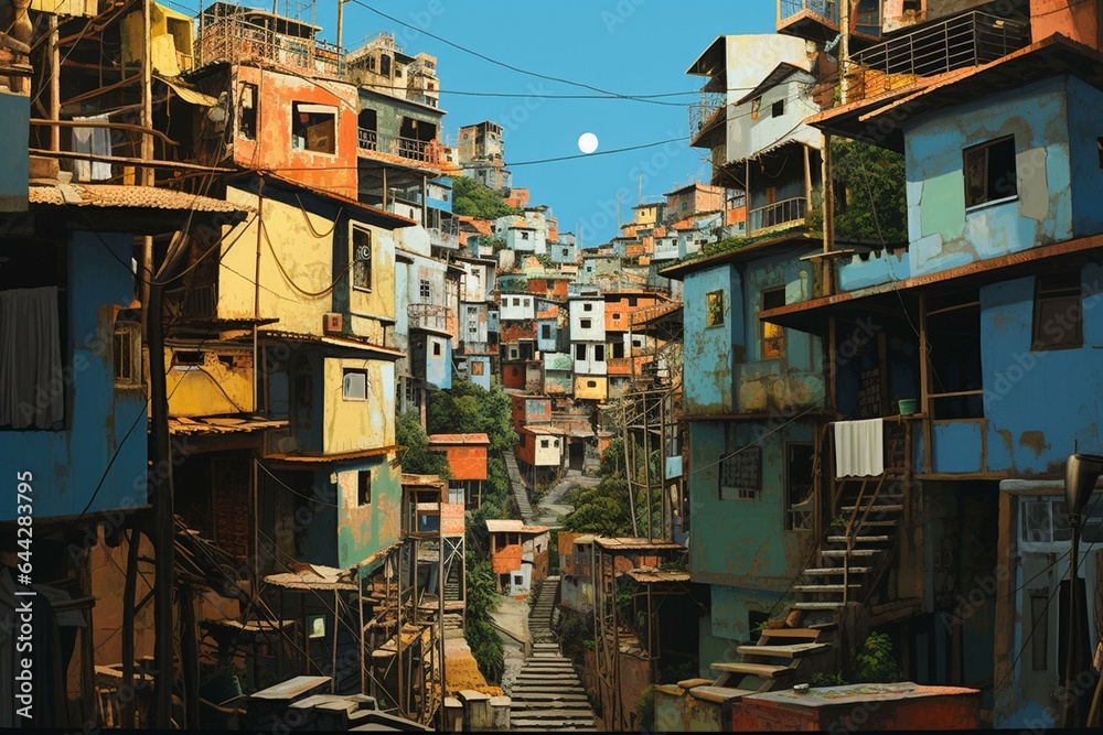 Dynamic favela in Rio. Generative AI