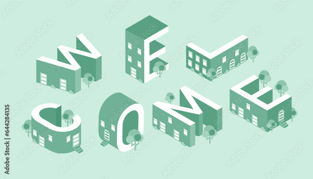 Welcome letters concept. Template and mock up for greeting and ...