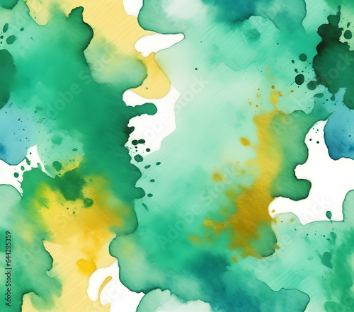 emerald-green-and-turkish-blue-and-golden-yellow-watercolor-background  generative ai