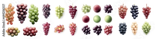 Set of Grape Varieties Isolated on White Background