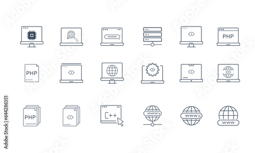 Website icons, technology web icons in line style
