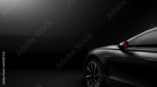 Close-up of a black car on a dark background