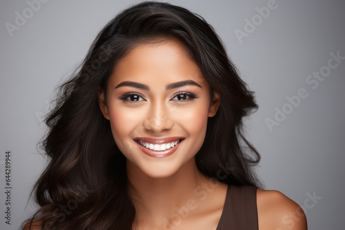 portrait of a beautiful young model with white teeth, teeth advertising