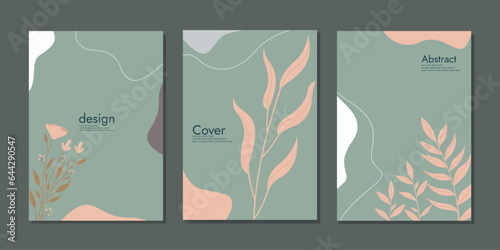 Set of notebook cover hand drawn floral designs. abstract retro botanical background.It can be used for invitation, card, cover book, diary, notebook. Vector illustration