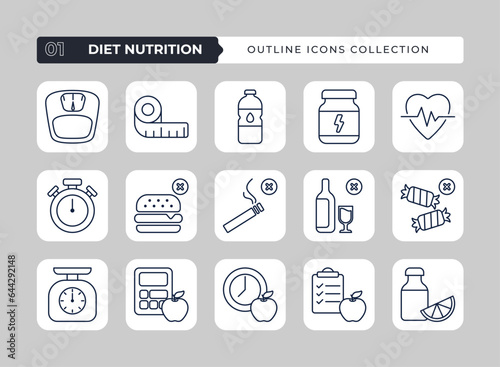 Diet nutrition outline icon collection © Ferdian