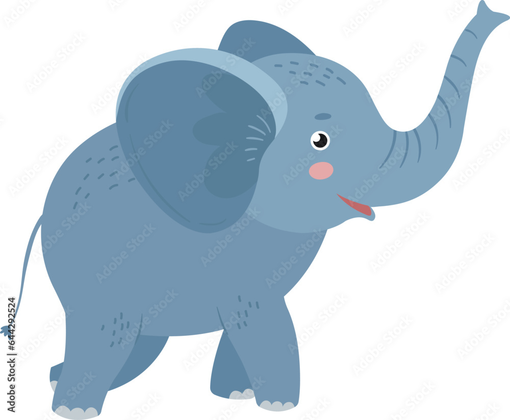 Funny elephant baby character. Cute animal mascot