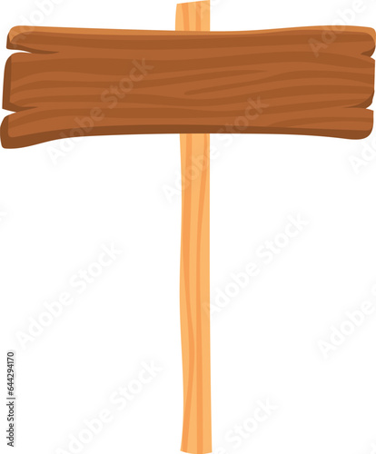 Wooden signpost icon. Cartoon timber plank board