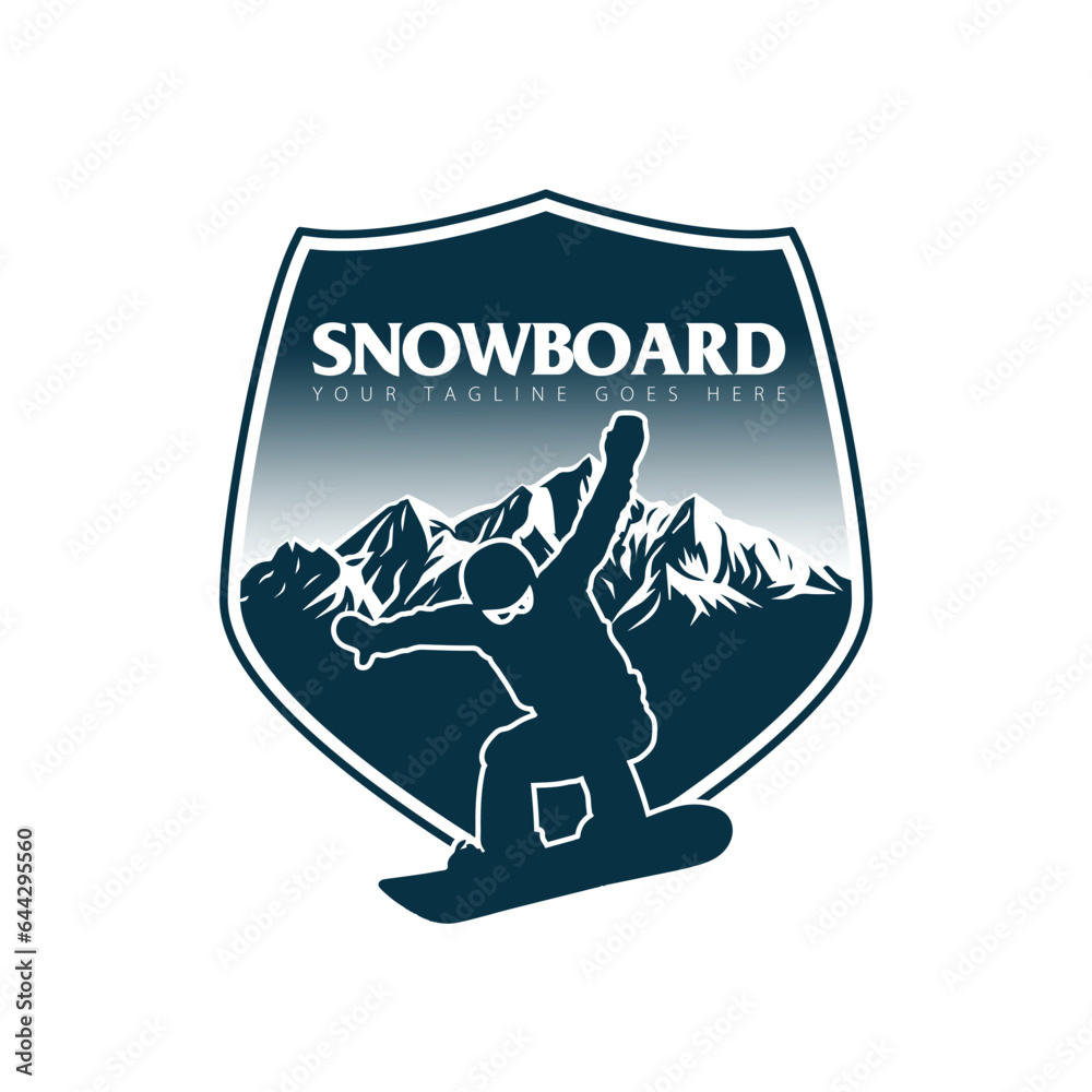 Silhouette of a snowboarder jumping isolated. Vector illustration