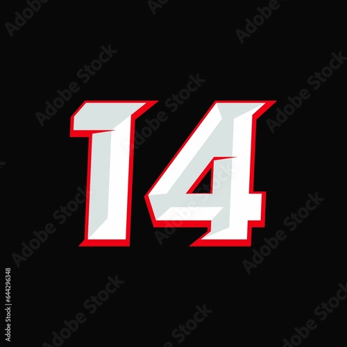 Number Racing 14 Design Vector