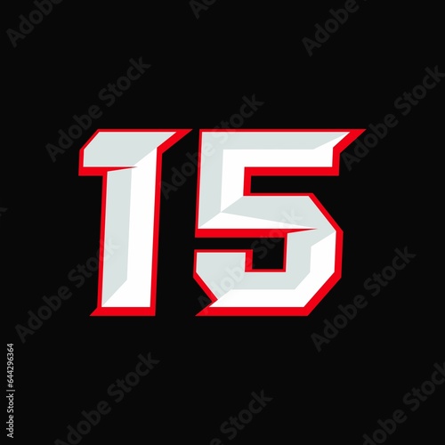 Number Racing 15 Design Vector