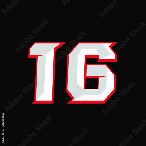 Number Racing 16 Design Vector