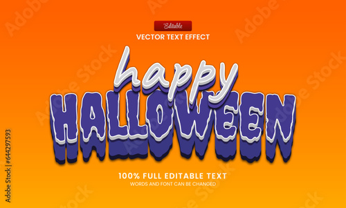 Design editable text effect happy halloween 3d cartoon vector illustration