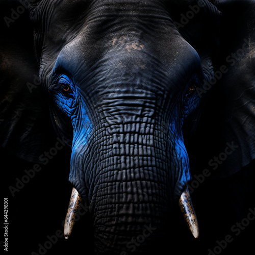 BLACK_ELEPHANT_WITH_BLUE_EYES_BLACK_BACKGROUND