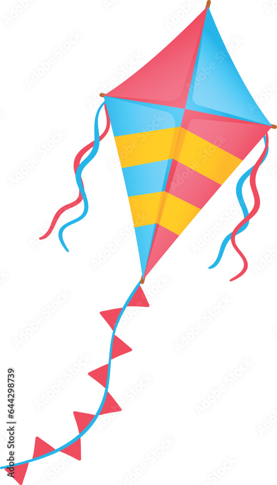 Kite color icon. Kid summer activity symbol