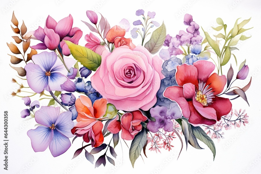 Watercolor floral design. Generative AI