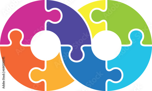 Infinity shape puzzle pieces. Colorful business icon