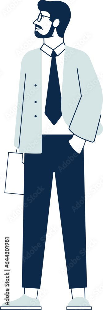 Man in glasses. Smart business character. Office manager Man in glasses. Smart business character. Office manager