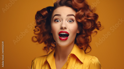 portrait of excited caucasian woman 