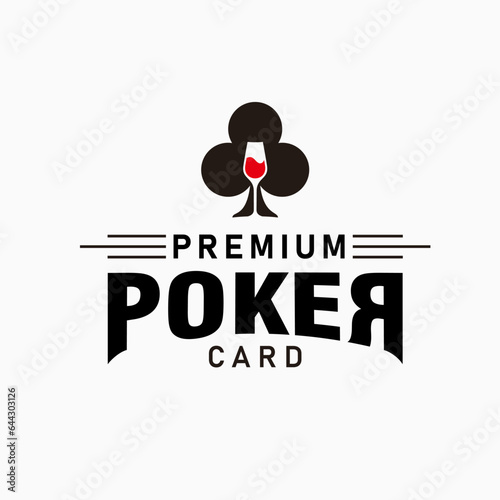 red wine glasses isolated clubs symbol, usable for playing card logo ,casino, club, community