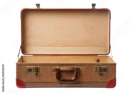 Opened retro suitcase isolated on transparent background