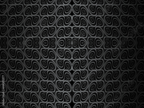 Black abstract background design. Modern wavy lines pattern (guilloche curves) in monochrome colors. Premium line texture for banners, business backgrounds. Dark horizontal vector template.