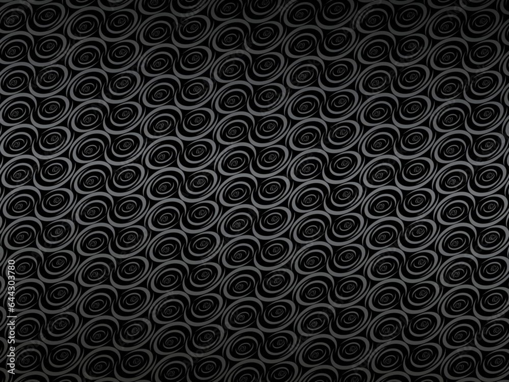 Black abstract background design. Modern wavy lines pattern (guilloche curves) in monochrome colors. Premium line texture for banners, business backgrounds. Dark horizontal vector template.