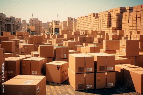 Variety of boxes for trade  retail  and transportation. Emphasizing production  distribution  import  export  logistics  warehousing  and business. Generative AI