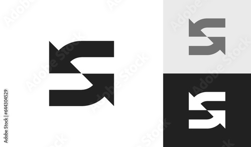 Retry or recycle icon letter S logo design