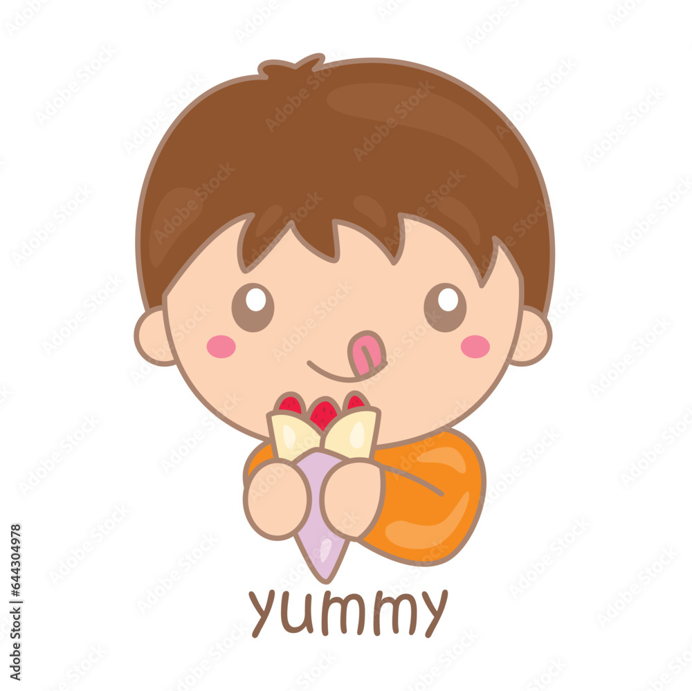 Alphabet Y For Yummy Vocabulary School Lesson Cartoon Illustration Vector Clipart Sticker