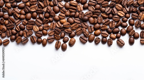 coffee beans from top view on a white background