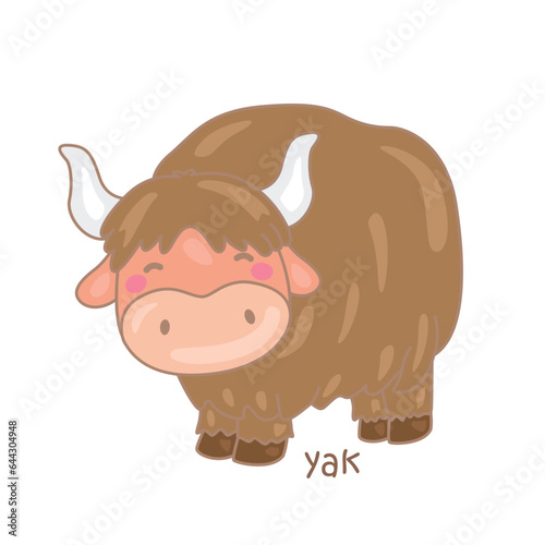 Alphabet Y For Yak Vocabulary School Lesson Cartoon Illustration Vector Clipart Sticker