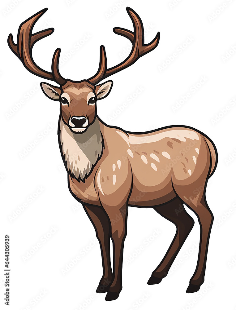 Fototapeta premium Reindeer cartoon illustration on transparent background