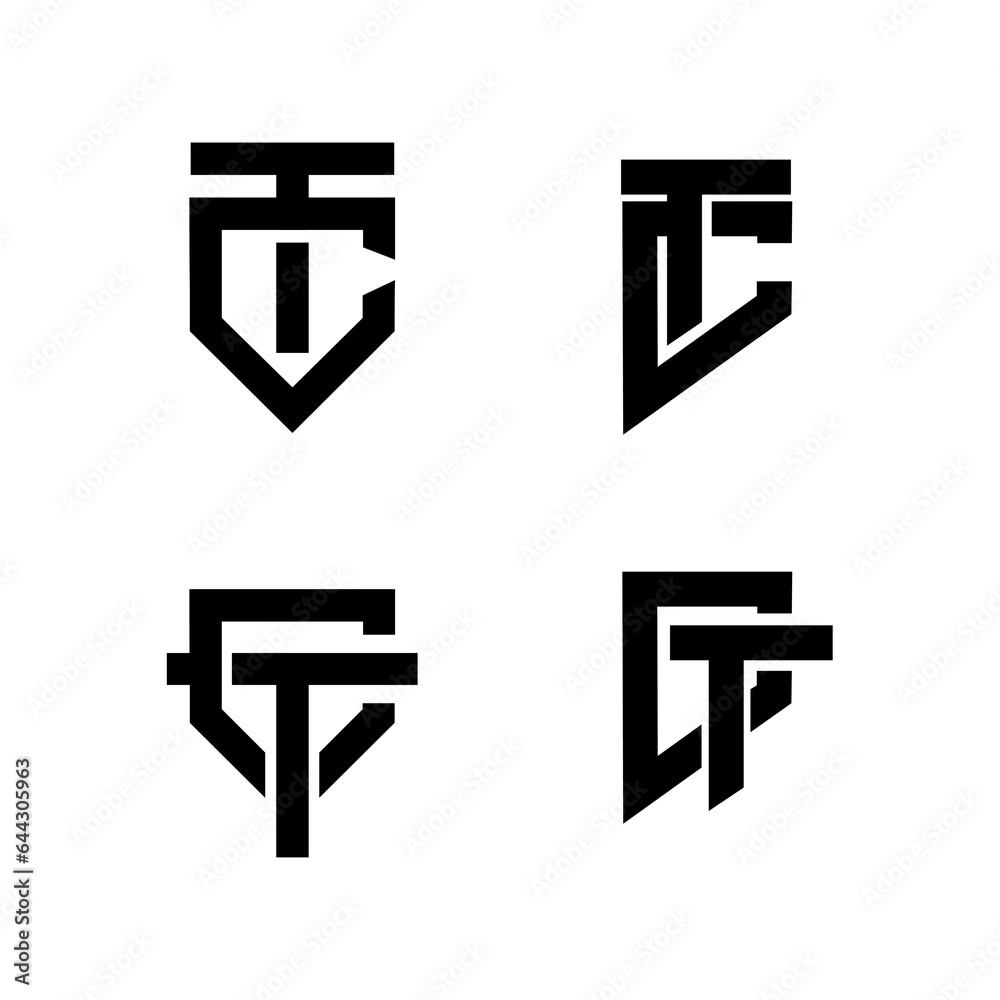 Fototapeta premium tc ct letter icon design illustration template