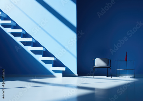 Minimalist blue interior design architectural designed room