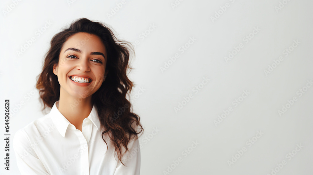 Beautiful smiling office worker in white clothes. Isolated on white background. Beautiful smiling office worker in white clothes. Isolated on white background.