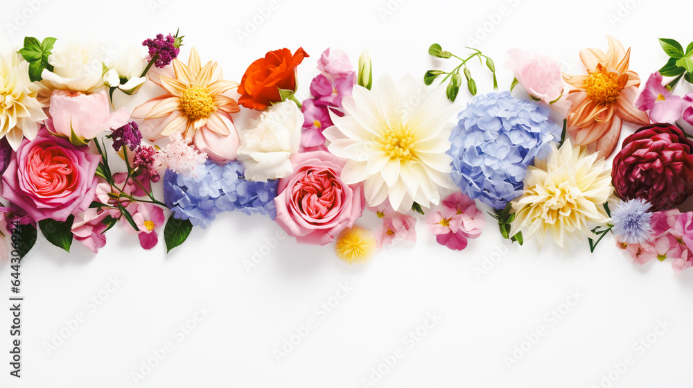 Beautiful colorful fresh flowers There is space to enter text. website decoration.