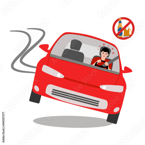 The man unable to speak or act in the usual way because of having had too much alcohol. He cannot control his car in the road and that it is illegal.
