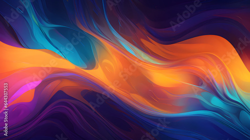 水や炎のように流れるオレンジ、青、紫の色彩 No.022 Orange, Blue, and Purple Colors Flowing like Water or Fire on a Background Generative AI