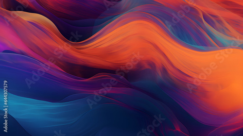 水や炎のように流れるオレンジ、青、紫の色彩 No.023 Orange, Blue, and Purple Colors Flowing like Water or Fire on a Background Generative AI