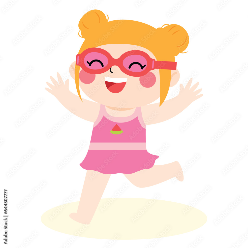 Happy Kid on the Beach cartoon illustration