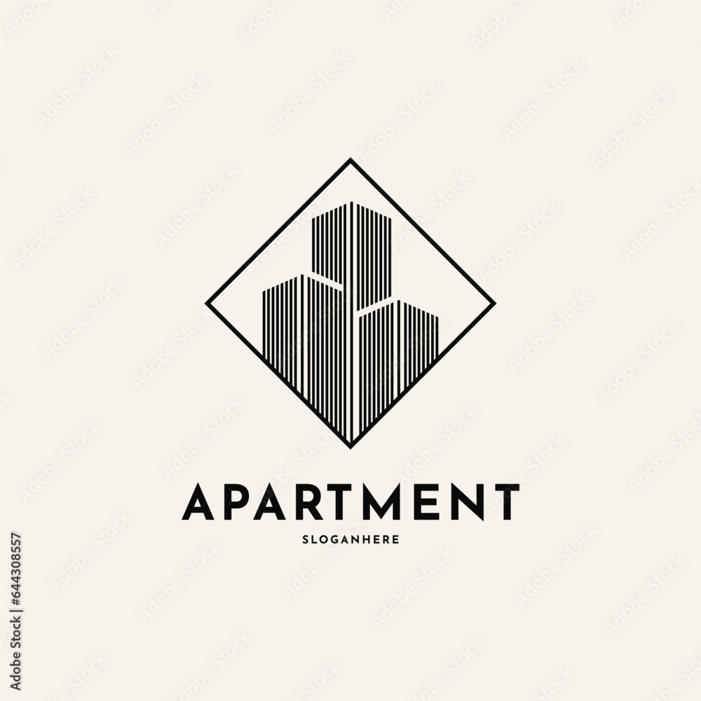Building architecture property line logo design creative idea