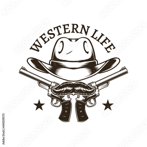  western man symbol with revolver drawing