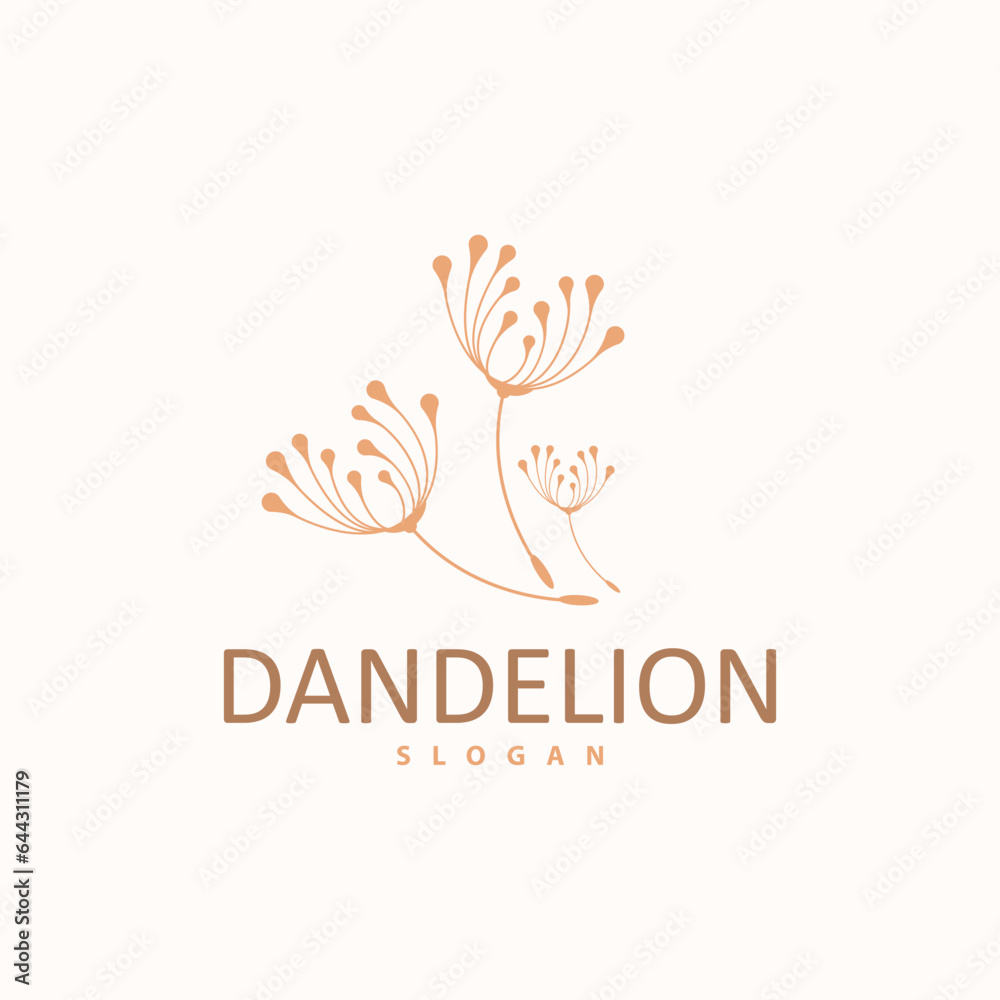 Fototapeta premium Dandelion Flower Logo Design Simple Vector Minimalist Symbol Template