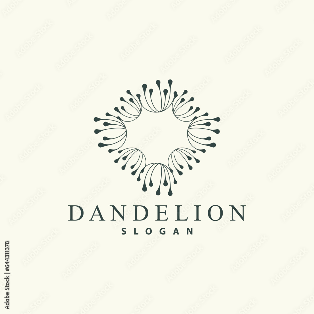 Fototapeta premium Dandelion Flower Logo Design Simple Vector Minimalist Symbol Template