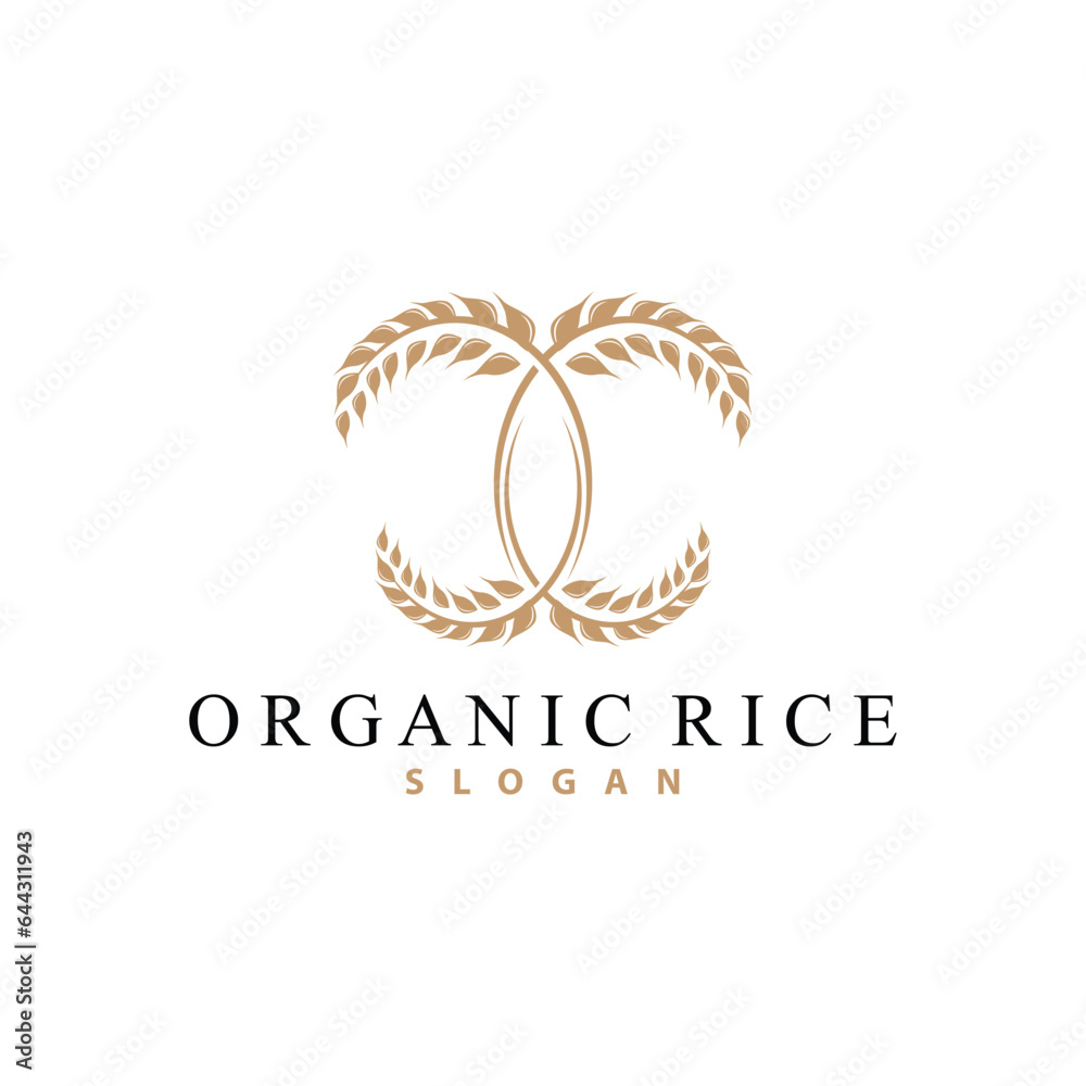 Wheat Grain Rice Logo, Simple Design Organic Vector Illustration Icon Template Wheat Grain Rice Logo, Simple Design Organic Vector Illustration Icon Template