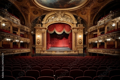 Historic theater in Vienna, Austria - 1800s. Generative AI © Koa